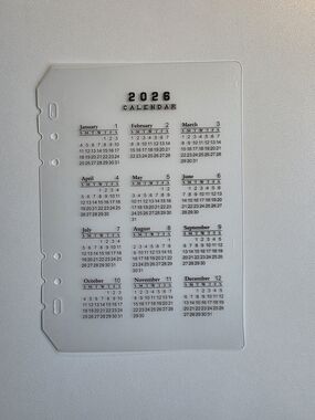 A5 Year At A Glance 2026 Acrylic Planner Calendar Insert - Clear